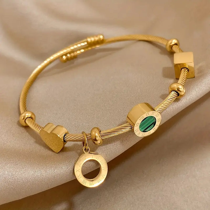 Emerence Rousseau Emerald Bracelet | Gold-Tone