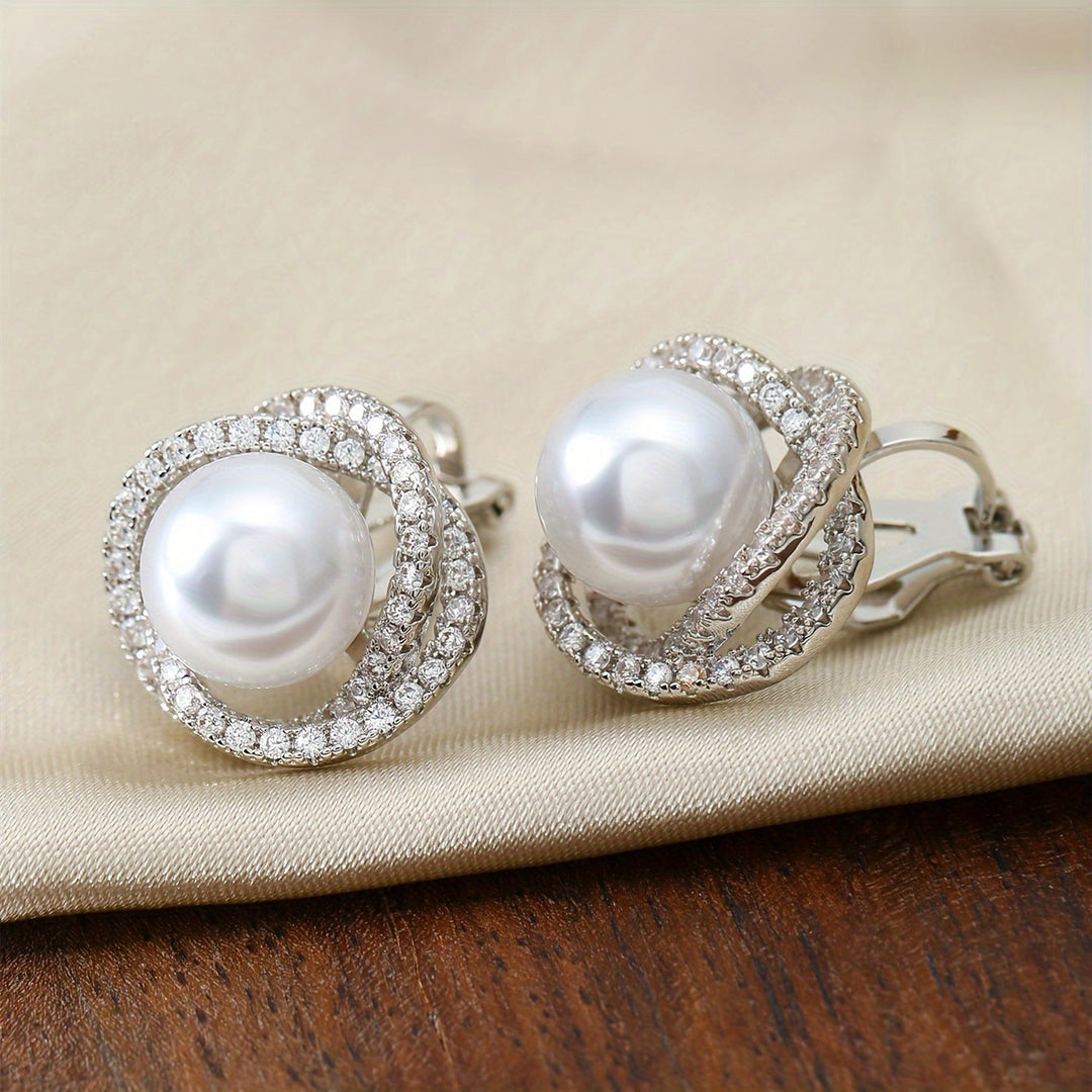 Classic Pearl Halo Clip Earrings