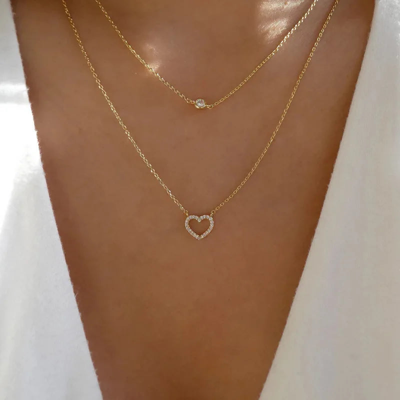 Layered Crystal Heart Pendant