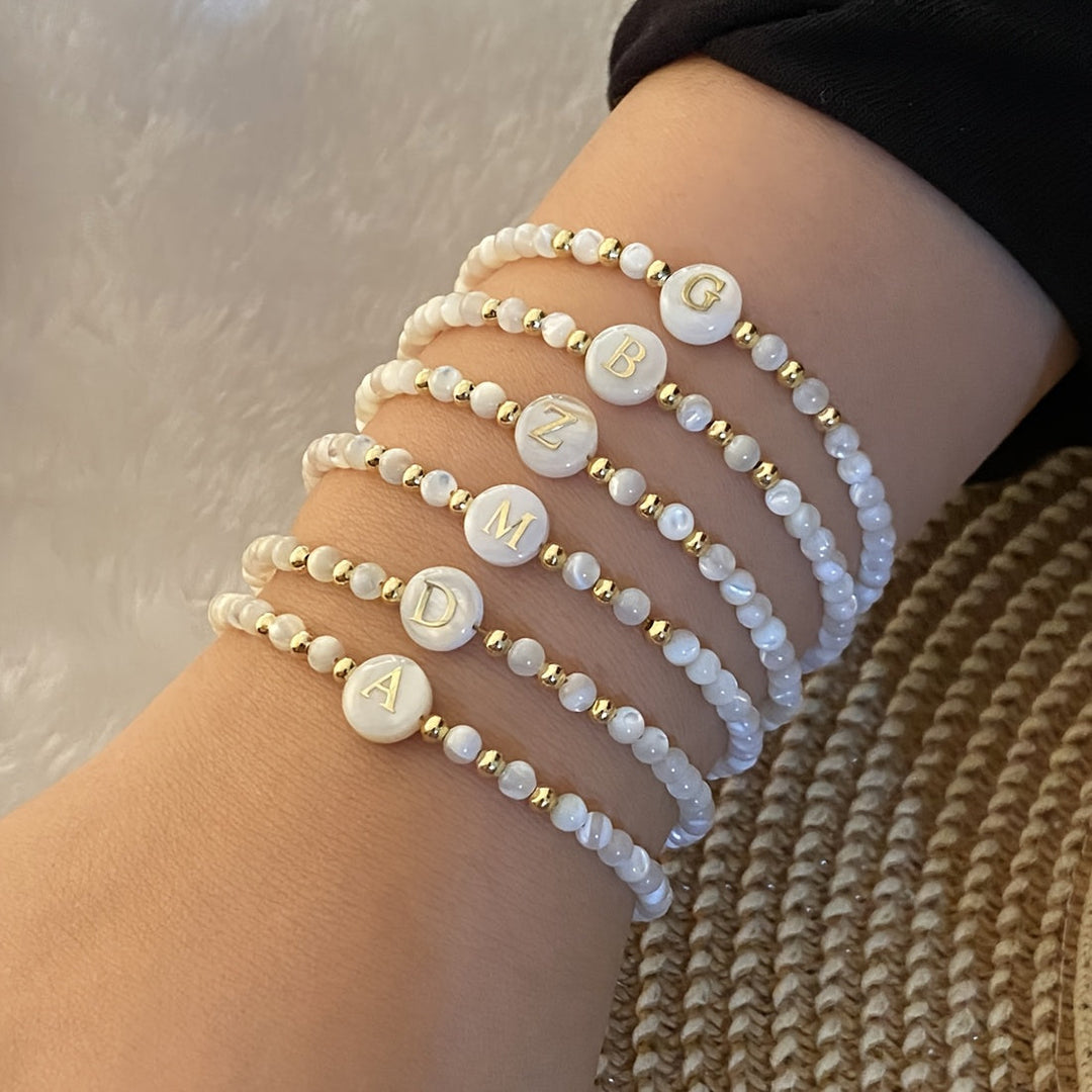 Elegant Initial Pearl Bracelet