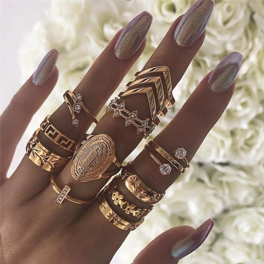 Boho Ring Set – 8 to 12 Mixed Rings