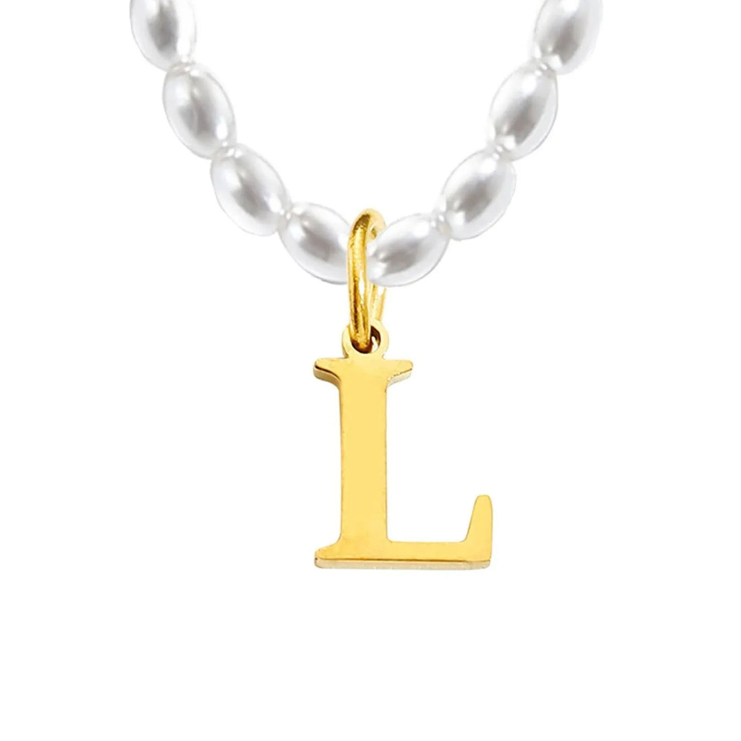 Elora Pearl Initial Necklace, detail view 3