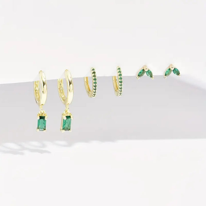 Fiorenza Viridelle Emerald Earrings Set | Gold-Tone