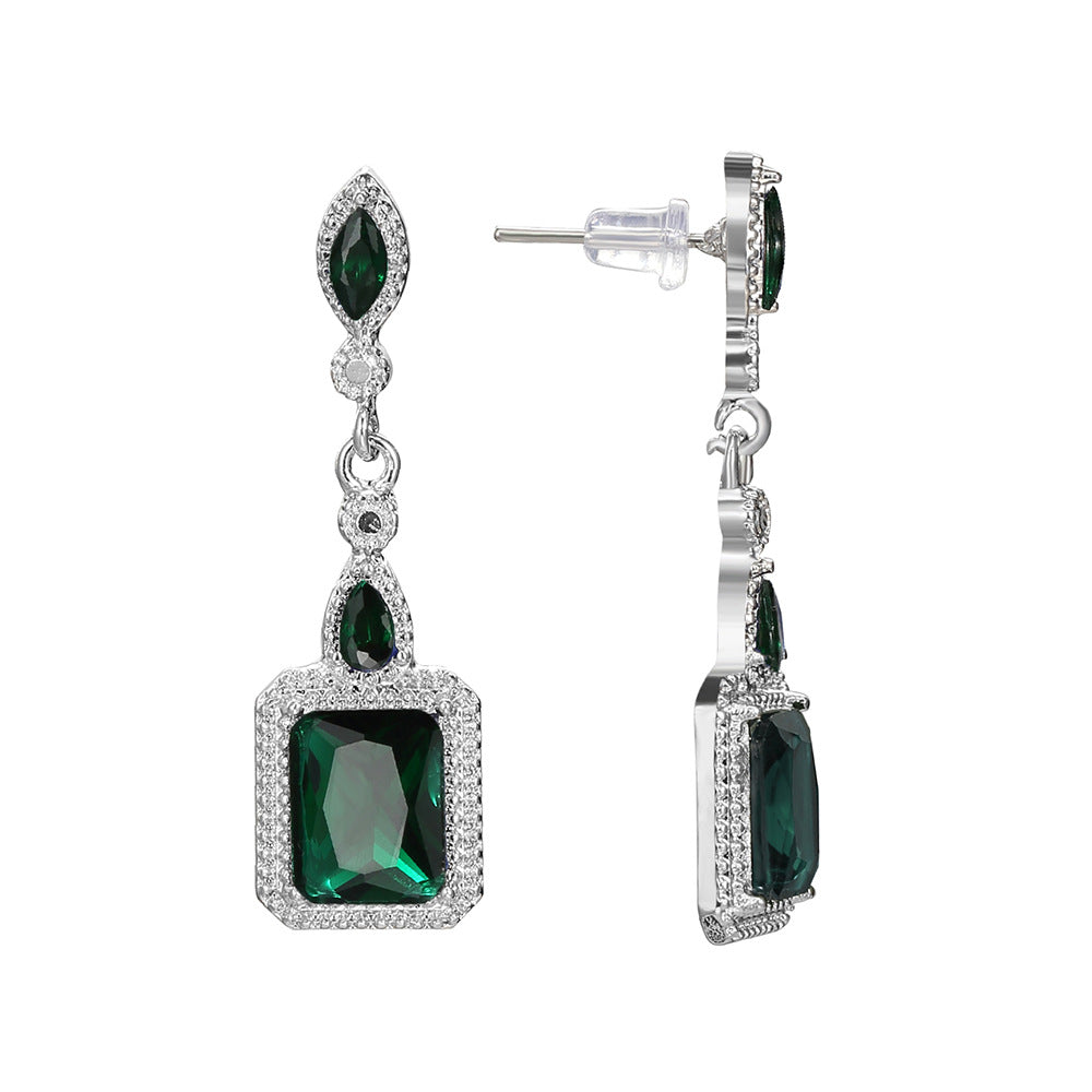 Clarion Verdancia Emerald Earrings | Silver-Tone