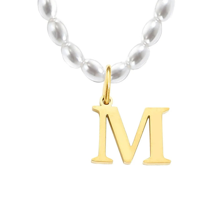 Elora Pearl Initial Necklace, side view 3