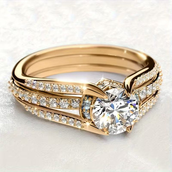 Vintage Statement Ring with Zirconia Crystals
