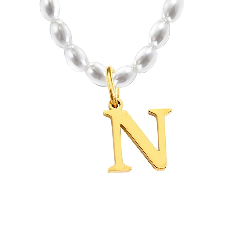Elora Pearl Initial Necklace, product view 3
