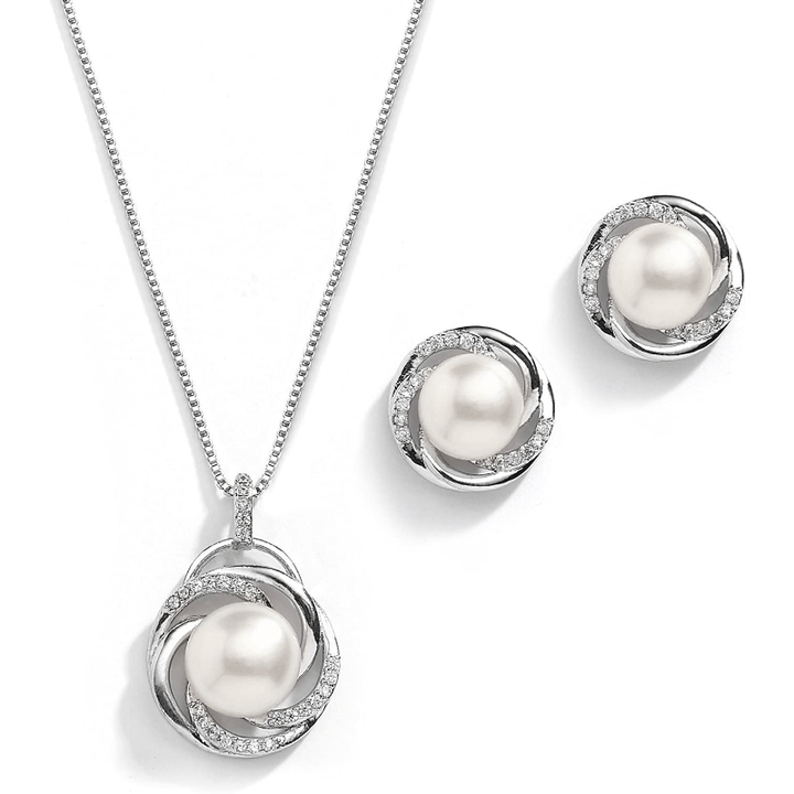 Polished Pearl Swirl Jewelry Set