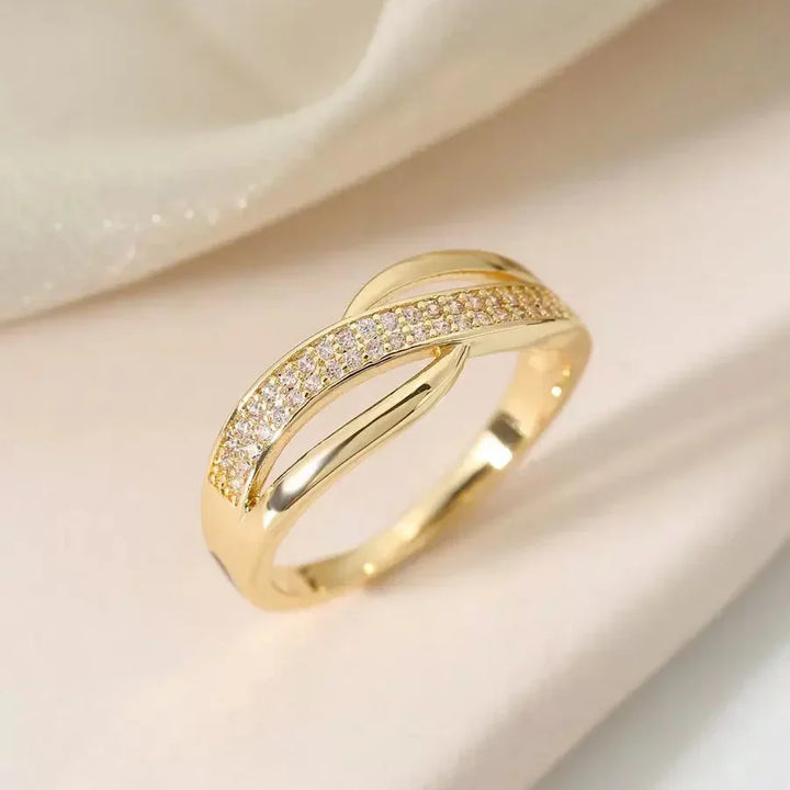 Catherine Classic Gold-Tone and Silver-Tone Ring with Zirconia Crystals