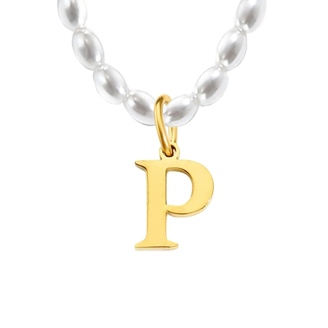 Elora Pearl Initial Necklace, close-up detail 4