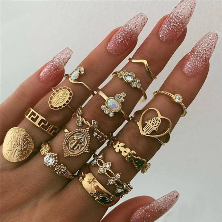 Boho Ring Set – 8 to 12 Mixed Rings