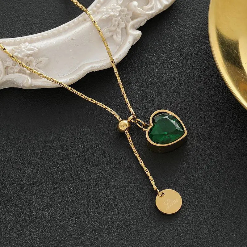 Juliette Veyron Emerald Necklace | Gold-Tone