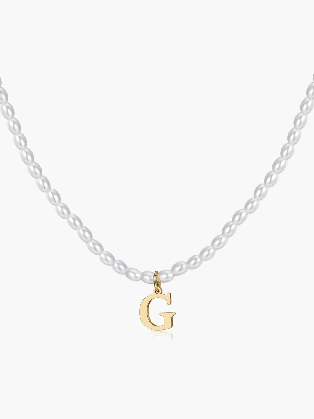 Elora Pearl Initial Necklace, shown on a plain background
