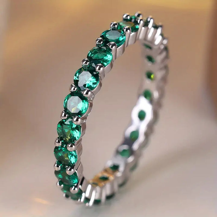 Luneth Ardenelle Emerald Ring | Silver-Tone