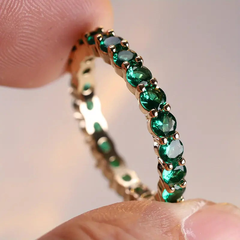 Luneth Ardenelle Emerald Ring | Gold-Tone