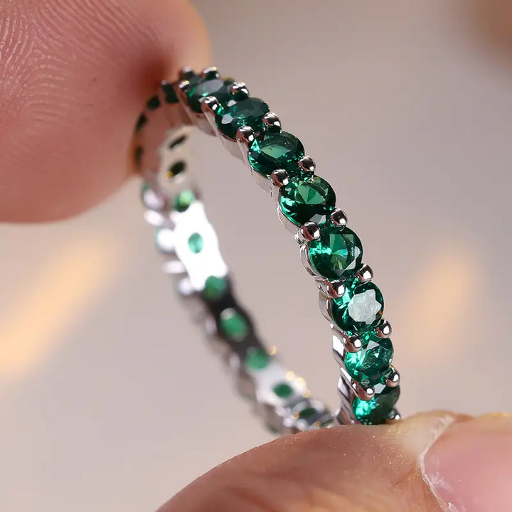 Luneth Ardenelle Emerald Ring | Silver-Tone