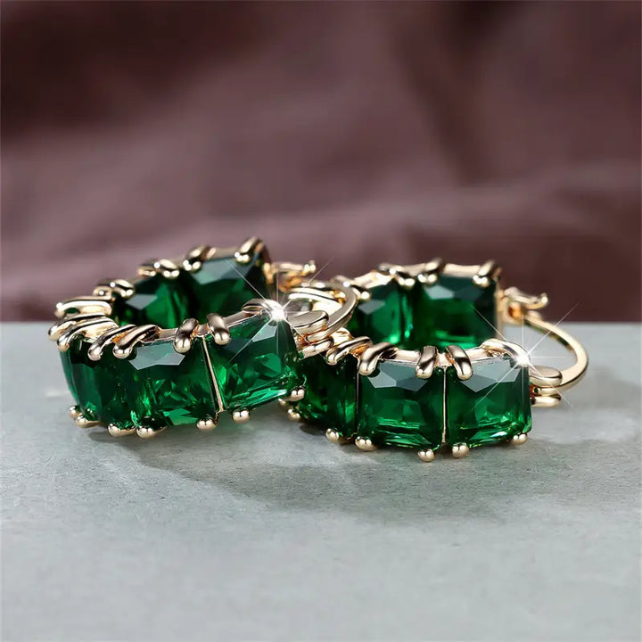 Rowena Emeris Emerald Earrings | Gold-Tone