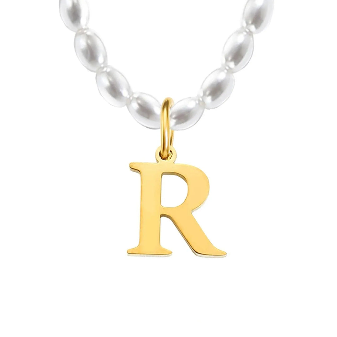 Elora Pearl Initial Necklace, detail view 4