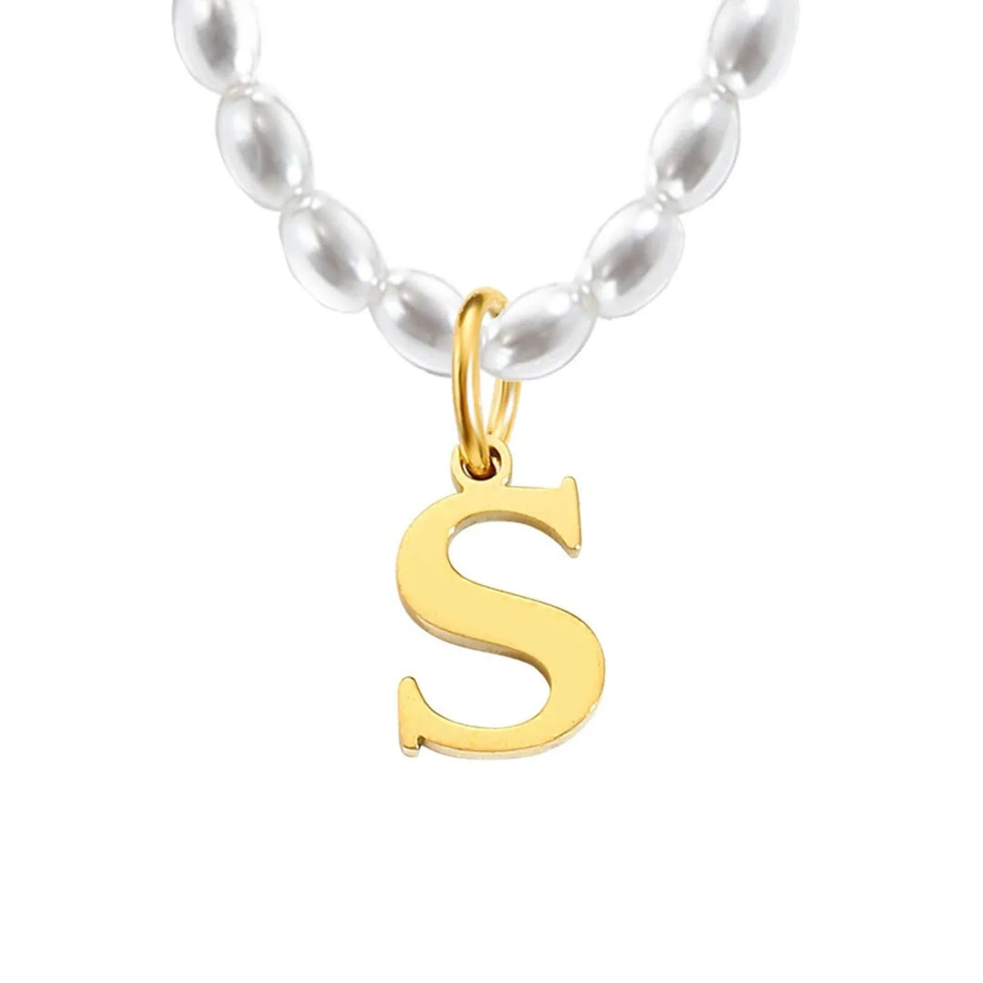 Elora Pearl Initial Necklace, side view 4