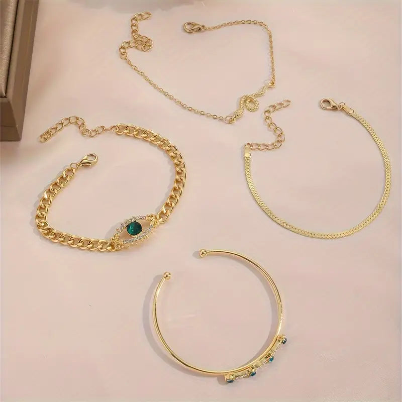 Serpina Veyra Emerald Bracelet Set | Gold-Tone