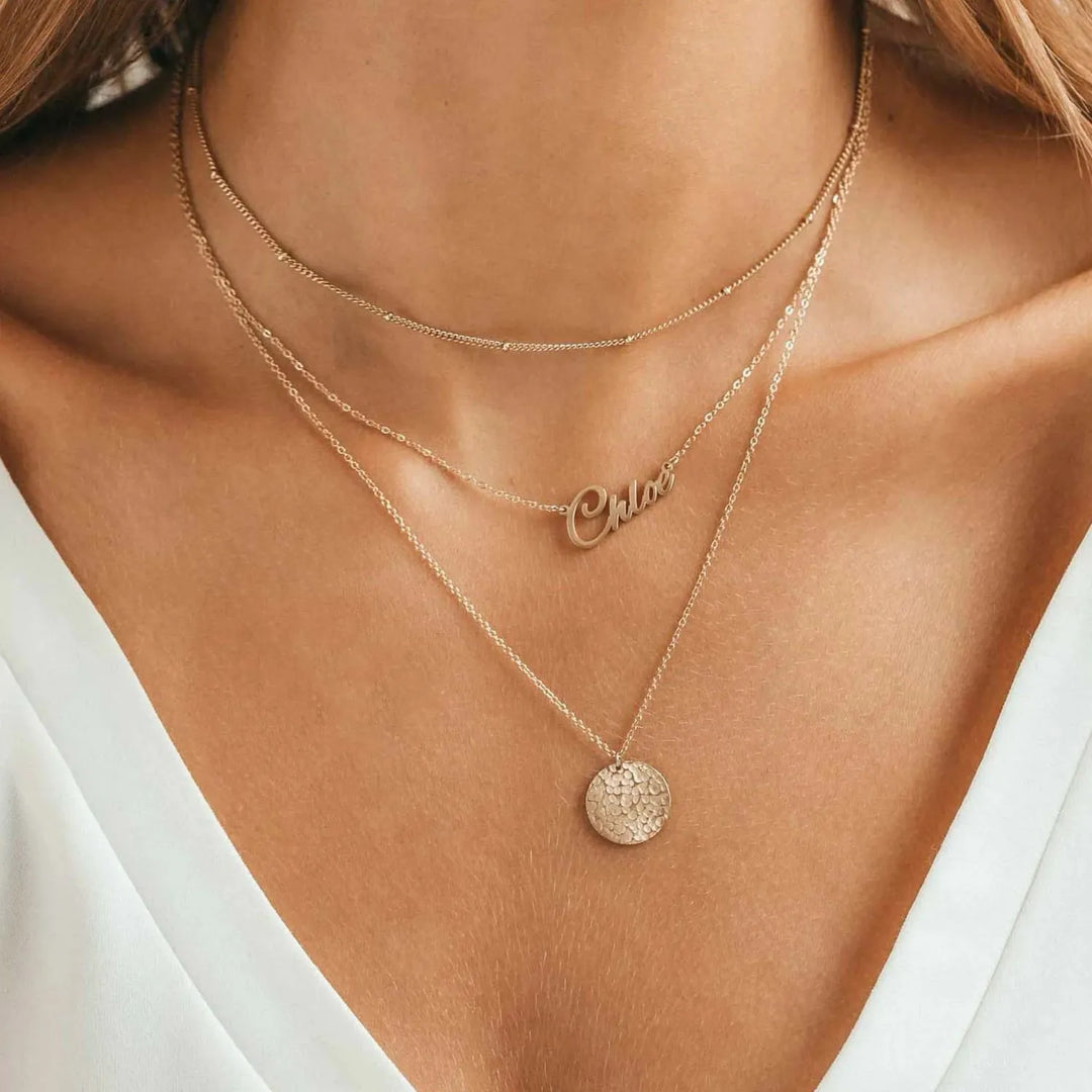 Serenia Layered Necklace Set, shown on the model
