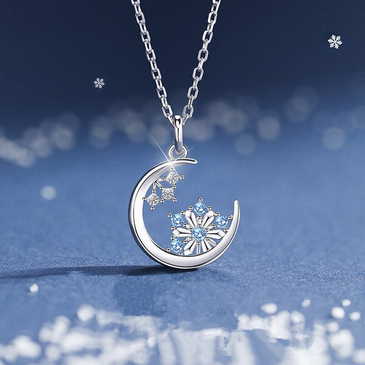 Moon Snowflake Necklace, close-up detail