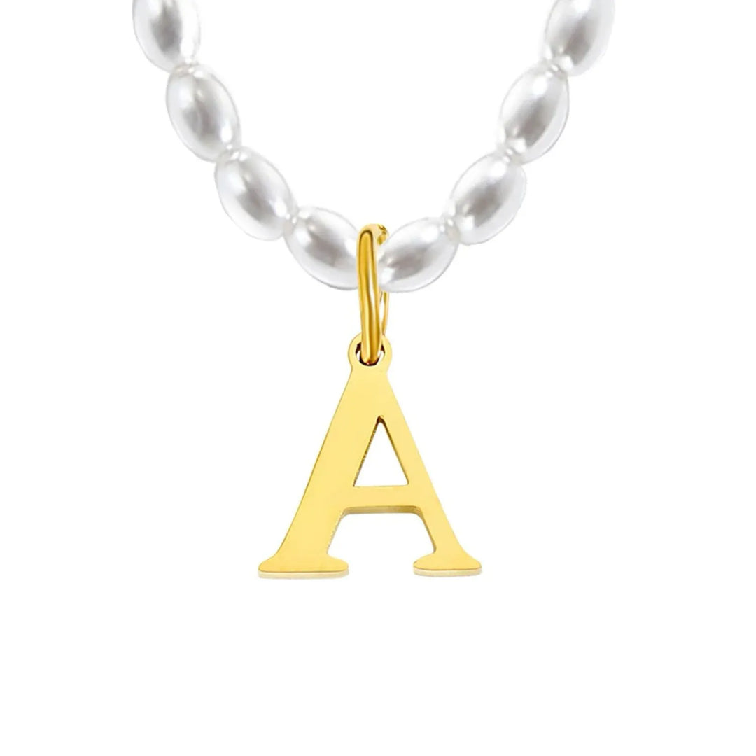 Elora Pearl Initial Necklace, side view