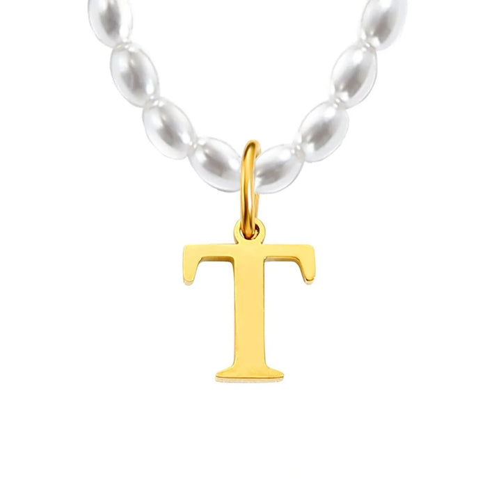 Elora Pearl Initial Necklace, product view 4