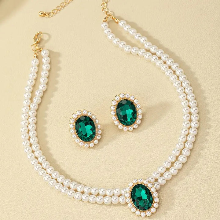 Evelina Marchand Emerald Jewelry Set | Gold-Tone