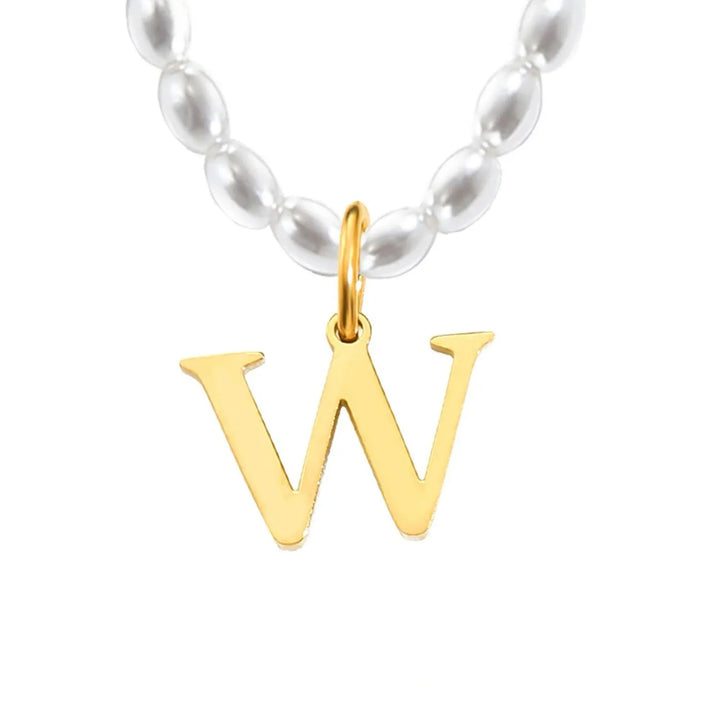 Elora Pearl Initial Necklace, shown on a plain background 5