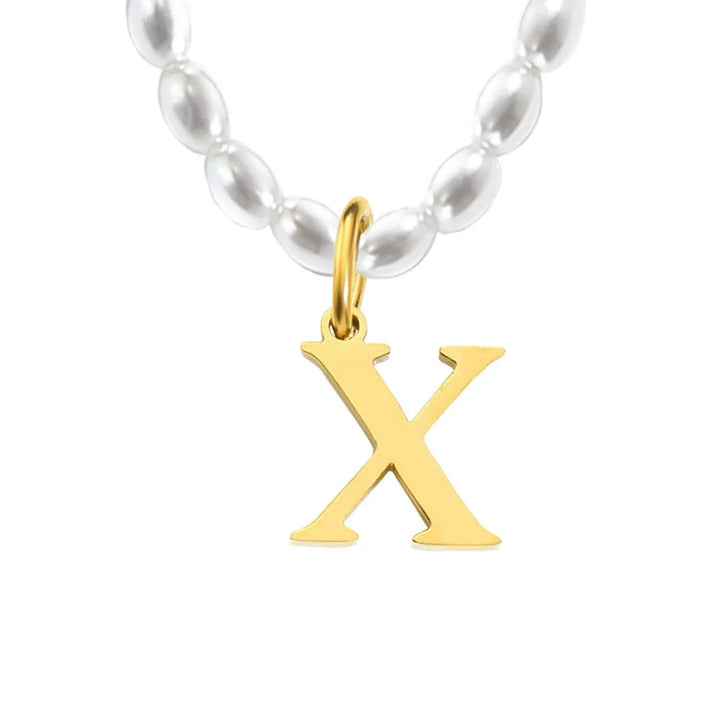 Elora Pearl Initial Necklace, detail view 5