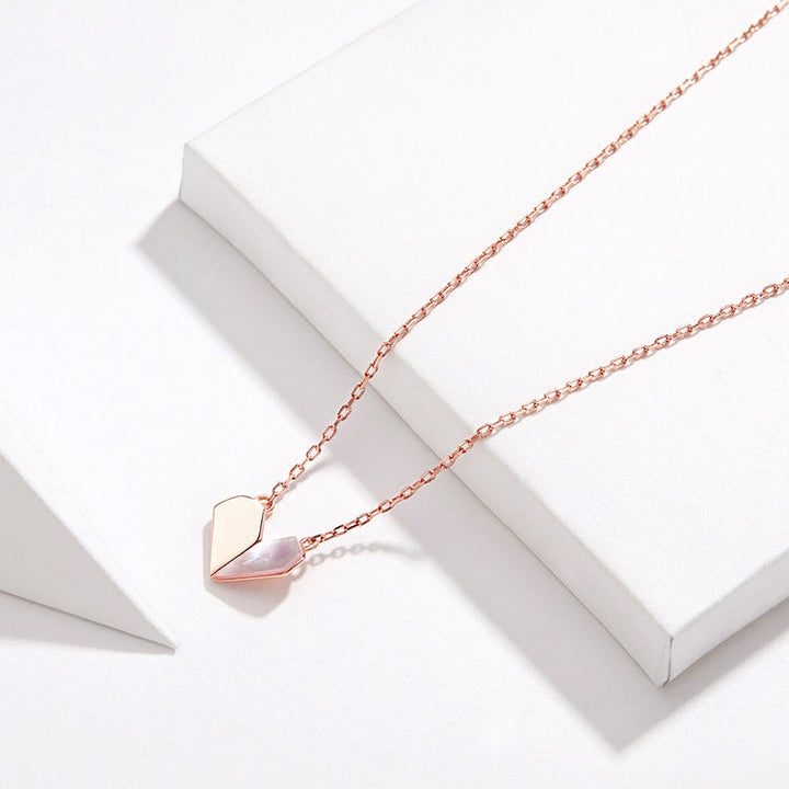 Origami Heart Necklace, close-up detail