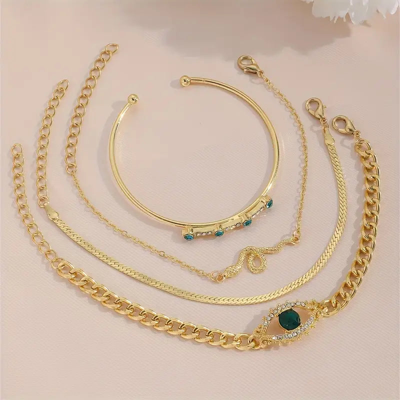 Serpina Veyra Emerald Bracelet Set | Gold-Tone