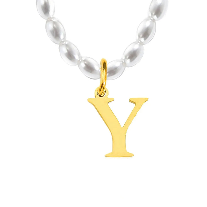 Elora Pearl Initial Necklace, side view 5
