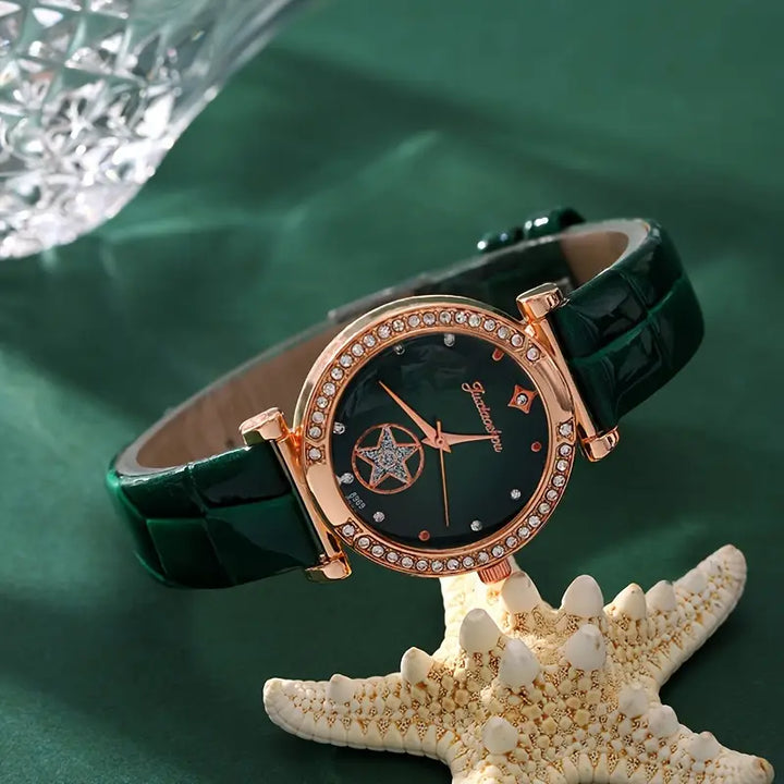 Verdantra Timecourt Emerald Jewelry Set | Gold-Tone