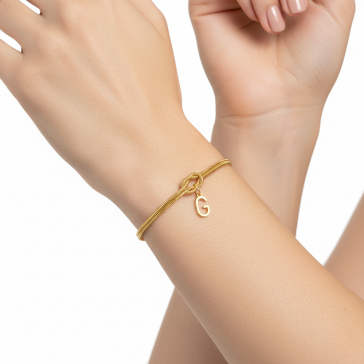 Personal Connection Initial Bracelet, close-up on the wrist