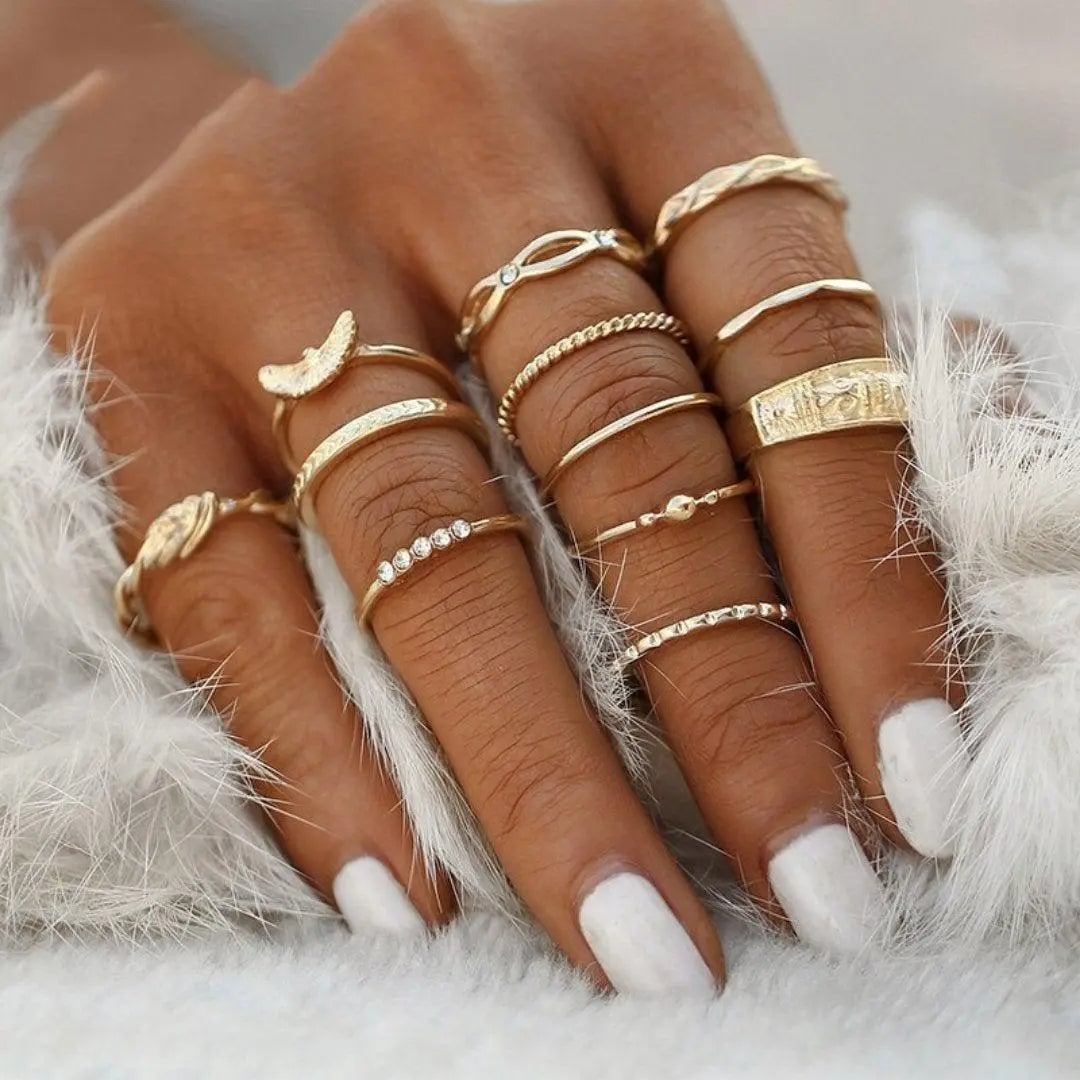 Boho Ring Set – 8 to 12 Mixed Rings