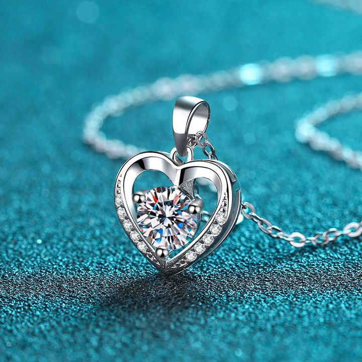 Zircon Heart Necklace, shown on a plain background
