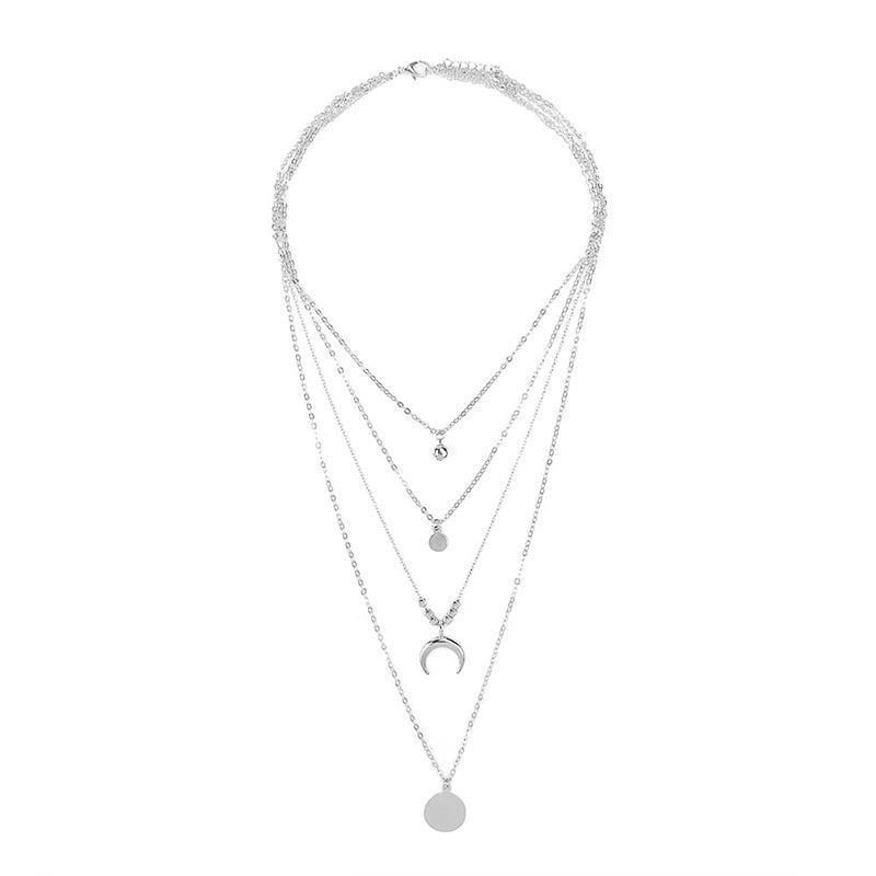 Layered Moon Necklace, close-up detail