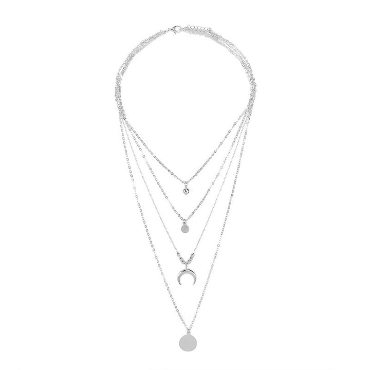 Layered Moon Necklace, close-up detail