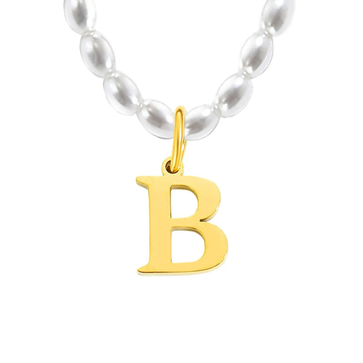 Elora Pearl Initial Necklace, product view