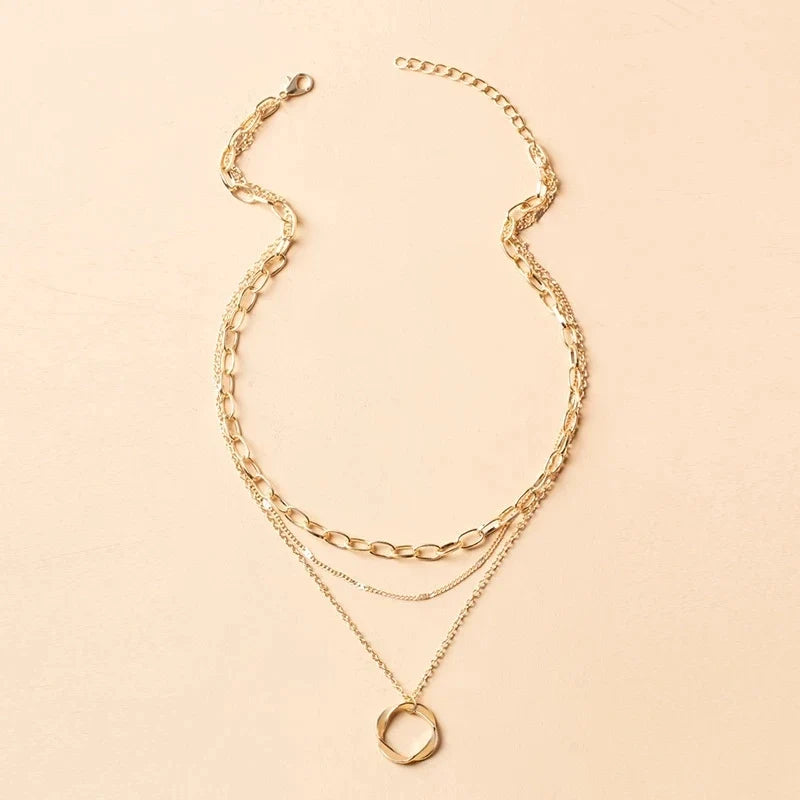 Vintage Gold Layered Chain, worn at the neckline