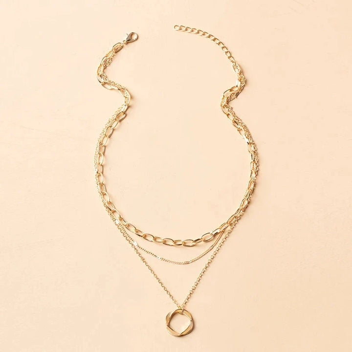 Vintage Gold Layered Chain, worn at the neckline