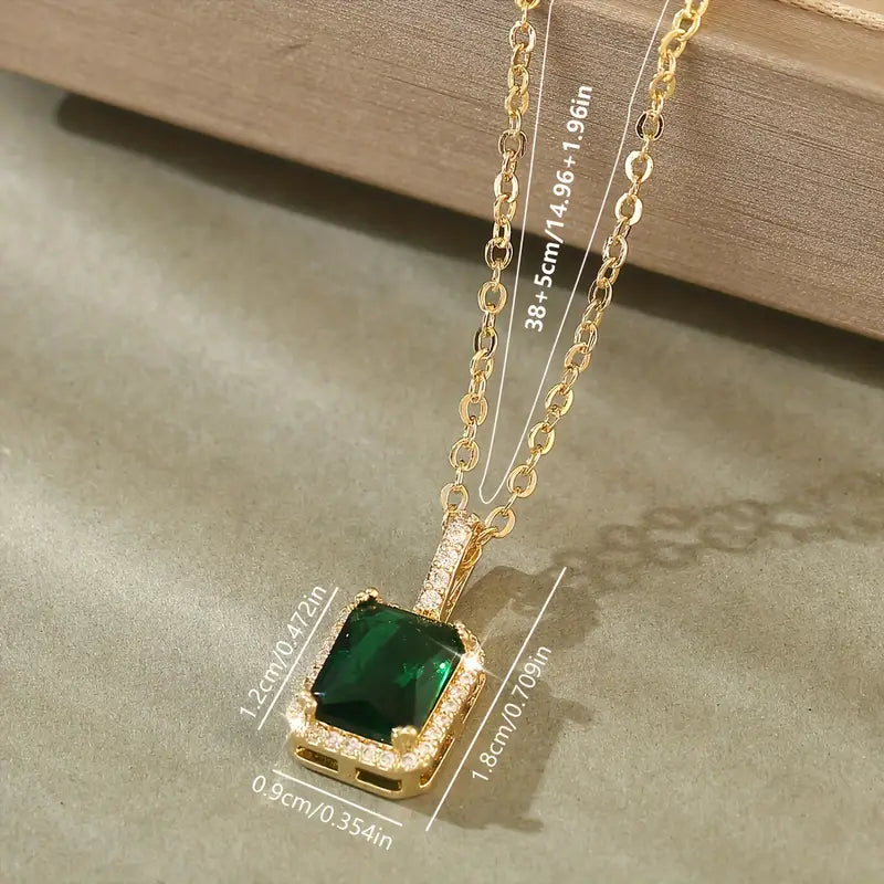 Zarela Fontayne Emerald Necklace | Gold-Tone
