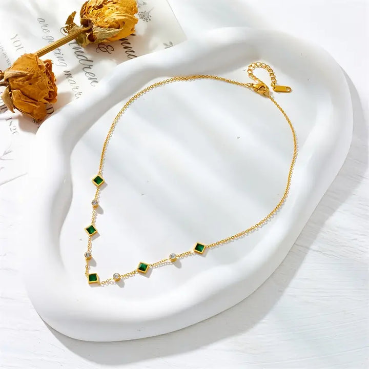 Amelisse Glenwyn Emerald Necklace | Gold-Tone