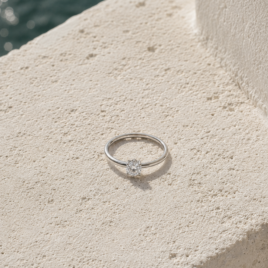 Silver Solitaire Ring