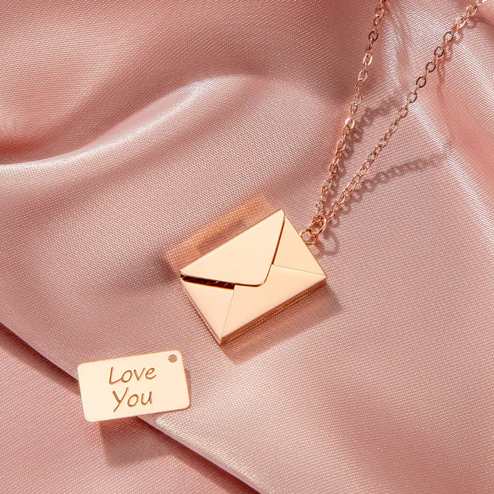 Love Letter Necklace, shown on the model