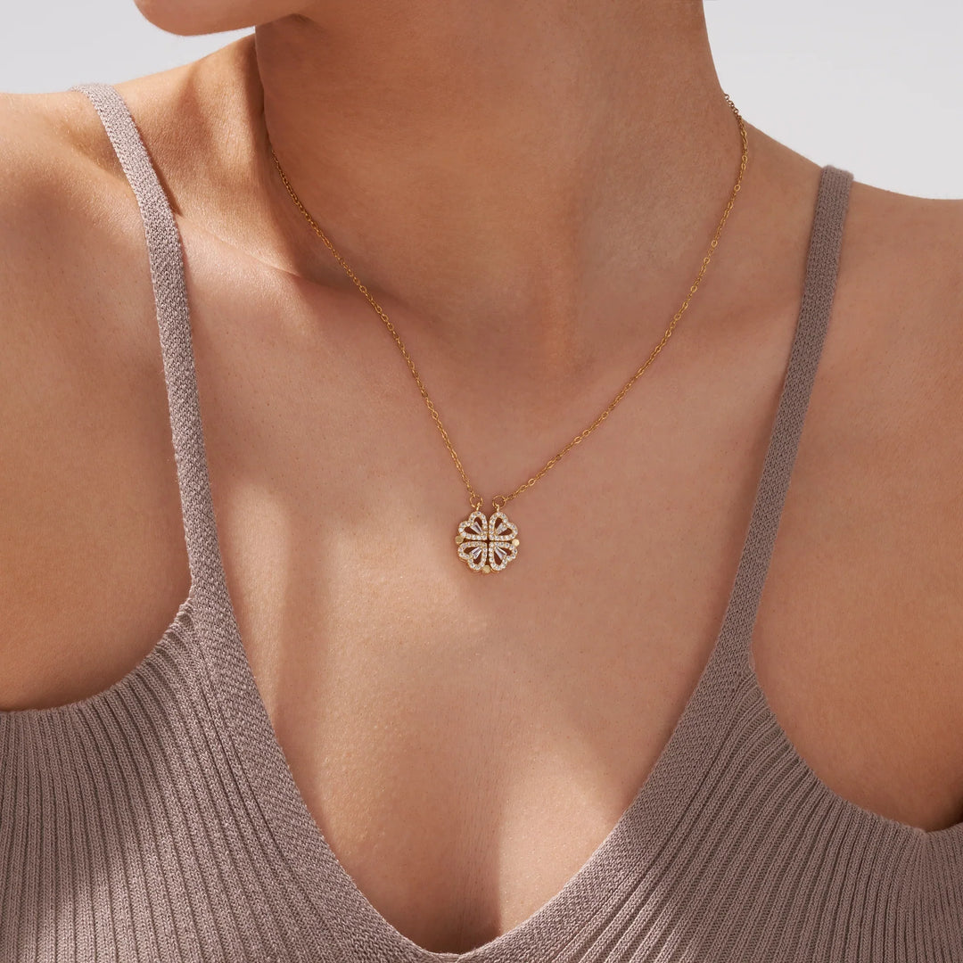 Lucky Heart Necklace, styled on the model