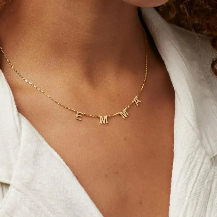 Sofia Personalised Name Necklace, styled on the model