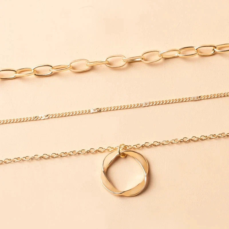 Vintage Gold Layered Chain, shown on the model